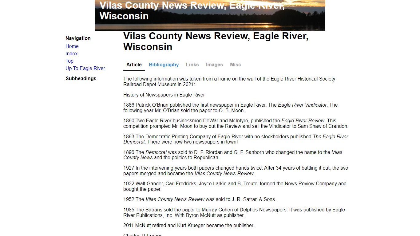 Vilas County News Review, Eagle River, Wisconsin